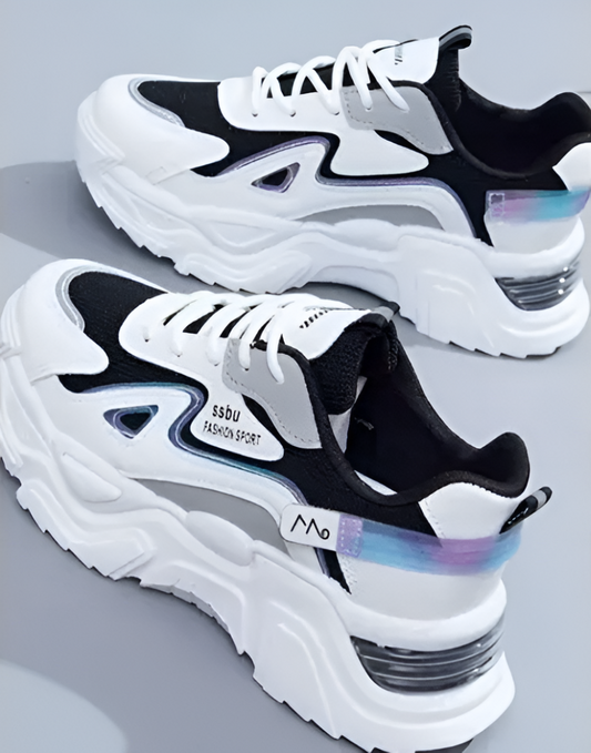 Chunky Streetwear Sneakers – Monochrome Galaxy Edition