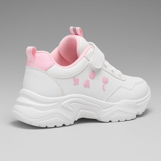 Justpik™ Sweetheart Sneakers – Premium Trendy Trainers (White & Pink)