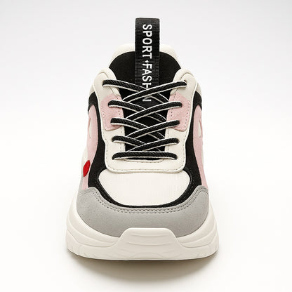Justpik™ UrbanFlex Sneakers – Premium Unisex Chunky Trainers (Pink/Black/Grey)