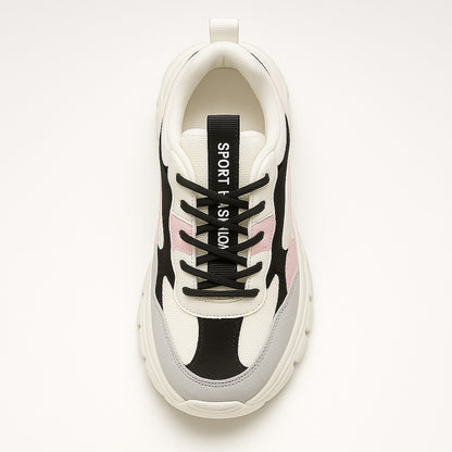 Justpik™ UrbanFlex Sneakers – Premium Unisex Chunky Trainers (Pink/Black/Grey)