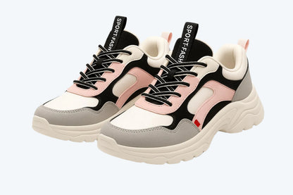 Justpik™ UrbanFlex Sneakers – Premium Unisex Chunky Trainers (Pink/Black/Grey)